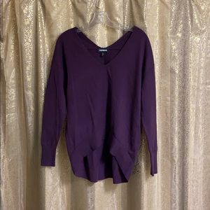 Purple v-neck long sleeve sweater